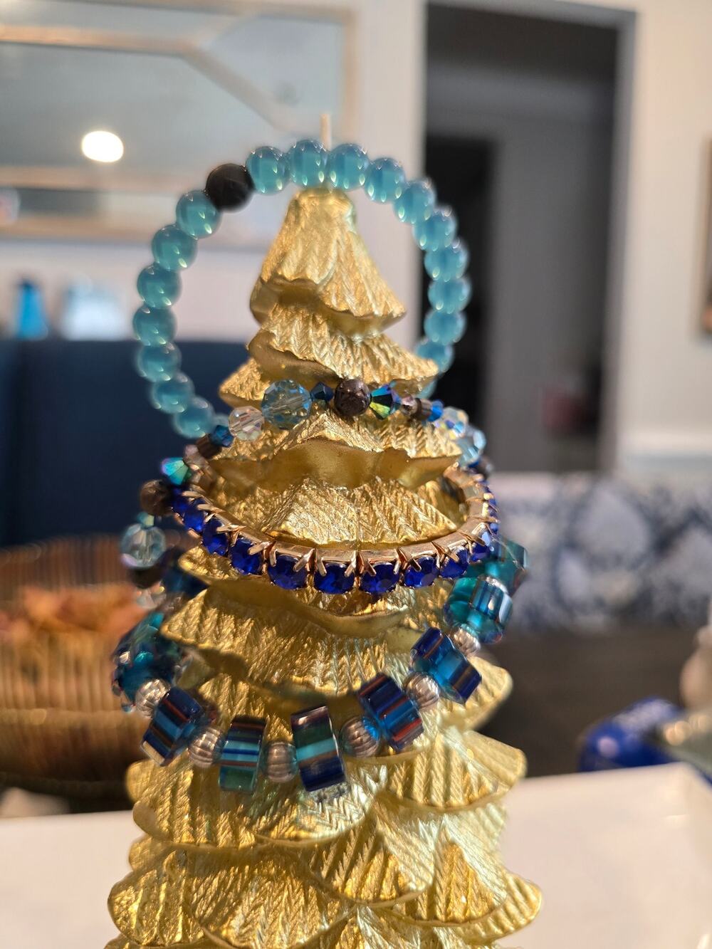 Bulk blue bracelets, one nicely beaded